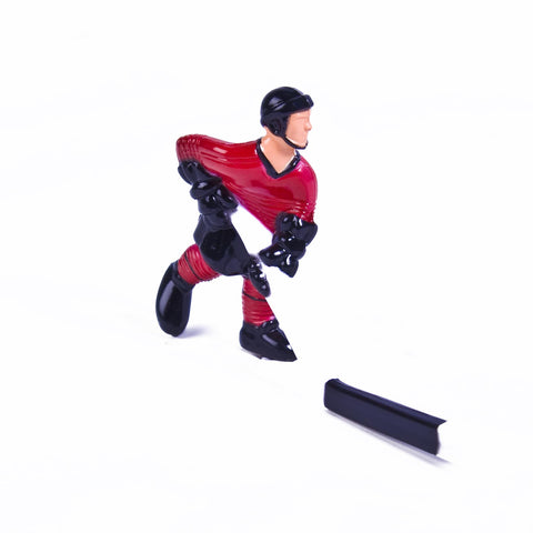 Rod Hockey Player with Plastic Rod attachment, Red and Black
