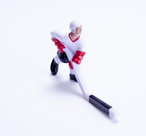 Rod Hockey Player (45mm short stick) with Steel Rod attachment, White, Red and Blue